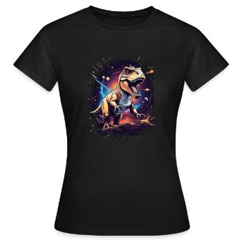 T-Rex sur une falaise rocheuse dans l’espace - T-shirt Femme - noir - Devant - AI Model Female 172 dark (172cm)