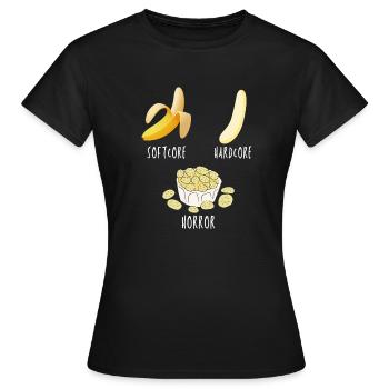 Banana Striptease Softcore Hardcore Horror - Frauen T-Shirt - Schwarz - Vorne - AI Model Female 172 dark (172cm)