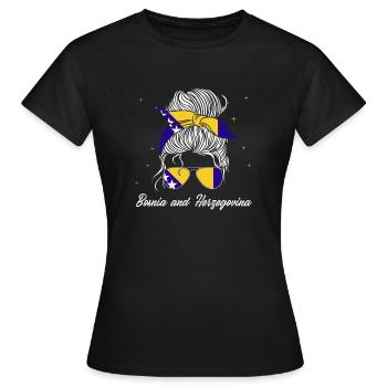 Bosnie-Herzégovine Drapeau Bosnie - T-shirt Femme - noir - Devant - AI Model Female 172 dark (172cm)