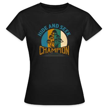 Mycologue champignon champion de cache-cache - T-shirt Femme - noir - Devant - AI Model Female 172 dark (172cm)