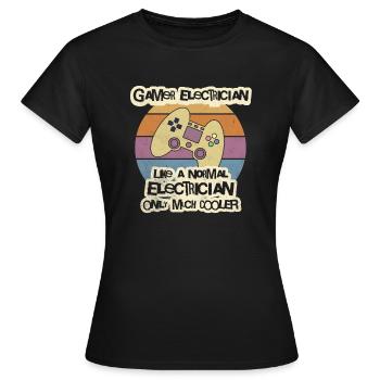 T-shirt électricien gamer, ingénieur électricien Gif - T-shirt Femme - noir - Devant - AI Model Female 172 dark (172cm)