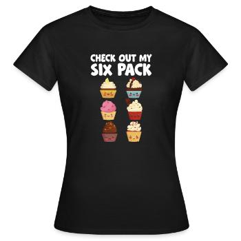 Drôle de vérifier mon paquet de six glaçages cuit au four cupcak - T-shirt Femme - noir - Devant - AI Model Female 172 dark (172cm)