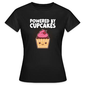 Propulsé par Cupcakes Drôle de pâtissier Baker Chef pâtissier Cuisson - T-shirt Femme - noir - Devant - AI Model Female 172 dark (172cm)