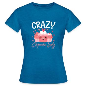Femmes Chef Pâtissier Cuisson Drôle Crazy Cupcake Lady - T-shirt Femme - bleu saphir antique chiné - Devant - AI Model Female 172 dark (172cm)