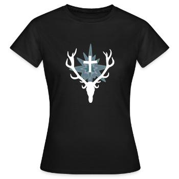 Weißer Hirsch - Zeichen für Jagd und Jäger - Frauen T-Shirt - Schwarz - Vorne - AI Model Female 172 dark (172cm)