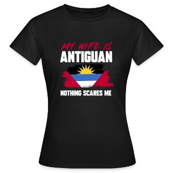 Antigua und Barbuda Flagge - Frauen T-Shirt - Schwarz - Vorne - AI Model Female 172 dark (172cm)