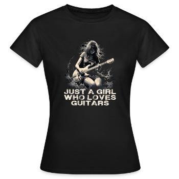 just a girl how loves guitars - Women's T-Shirt - black - Front - AI Model Female 172 dark (172cm)