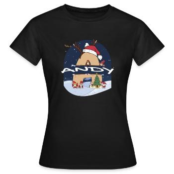 Génial Andy Name w Santa Hat dans le thème de Noël - T-shirt Femme - noir - Devant - AI Model Female 172 dark (172cm)