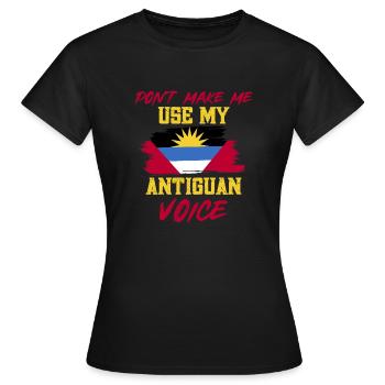 Antigua und Barbuda Flagge - Frauen T-Shirt - Schwarz - Vorne - AI Model Female 172 dark (172cm)
