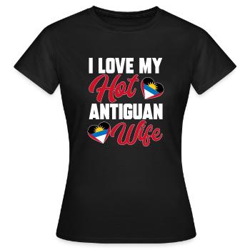 Antigua und Barbuda Flagge - Frauen T-Shirt - Schwarz - Vorne - AI Model Female 172 dark (172cm)