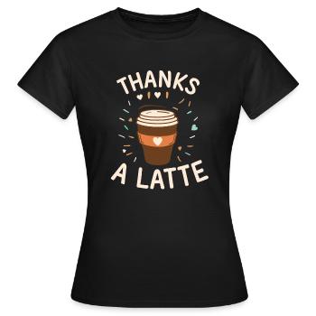 Merci A Latte - T-shirt Femme - noir - Devant - AI Model Female 172 dark (172cm)