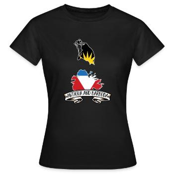 Flag of Antigua and Barbuda - Women's T-Shirt - black - Front - AI Model Female 172 dark (172cm)