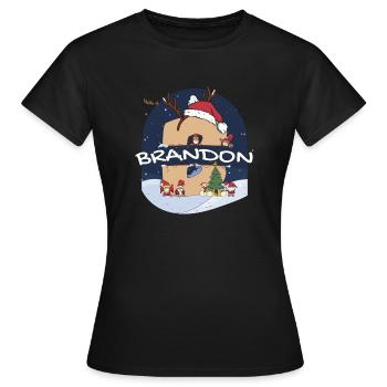 Toller Brandon-Name mit Weihnachtsmütze im Weihnachtsthema - Frauen T-Shirt - Schwarz - Vorne - AI Model Female 172 dark (172cm)