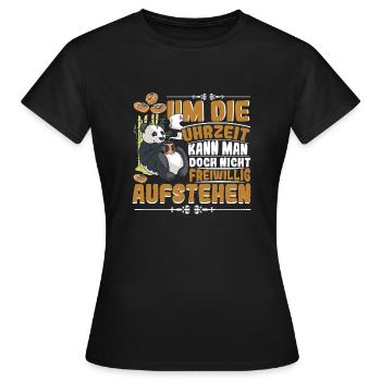 Morgenmuffel Um die Uhrzeit steht doch keiner auf - Frauen T-Shirt - Schwarz - Vorne - AI Model Female 172 dark (172cm)