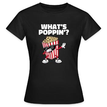 Cool Dabbing Popcorn Movie Night Funny What's Popp - Frauen T-Shirt - Schwarz - Vorne - AI Model Female 172 dark (172cm)