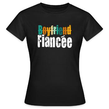Couple Engagement Engaged Men Funny Fiancee - Women's T-Shirt - black - Front - AI Model Female 172 dark (172cm)