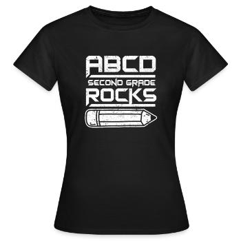 ABCD Second Grade Rocks 100e jour d’école Deuxième - T-shirt Femme - noir - Devant - AI Model Female 172 dark (172cm)