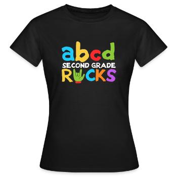 ABCD Second Grade Rocks 100e jour d’école Deuxième - T-shirt Femme - noir - Devant - AI Model Female 172 dark (172cm)