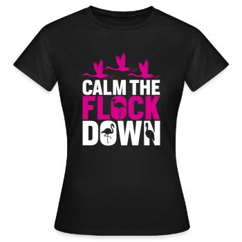 Flamingos beruhigen die Herde - Frauen T-Shirt - Schwarz - Vorne - AI Model Female 172 dark (172cm)