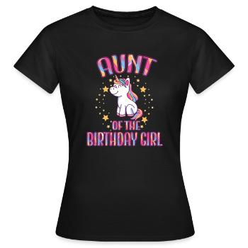 Aunt Of the Birthday Girl Unicorn Family Party - Frauen T-Shirt - Schwarz - Vorne - AI Model Female 172 dark (172cm)