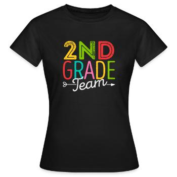 Equipe de la 2ème classe Deuxième élève enseignant 100. - T-shirt Femme - noir - Devant - AI Model Female 172 dark (172cm)