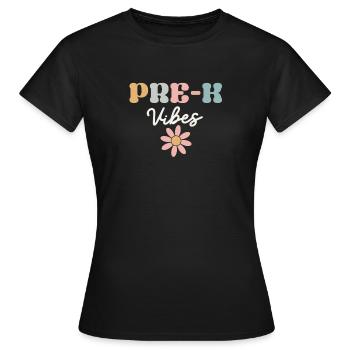 Pre-K Vibes Kindergarten Team Retro 100th Day of School - Women's T-Shirt - black - Front - AI Model Female 172 dark (172cm)