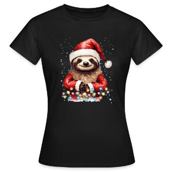 Lustige Faultier Weihnachten, Faules Faultier Weihnachten Graphi - Frauen T-Shirt - Schwarz - Vorne - AI Model Female 172 dark (172cm)