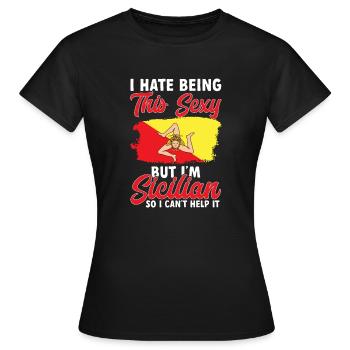 Sicily Flag Italy Sicily - Women's T-Shirt - black - Front - AI Model Female 172 dark (172cm)