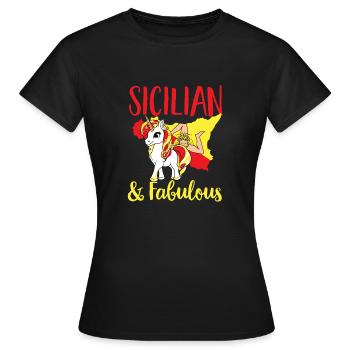 Sicily Flag Italy Sicily - Women's T-Shirt - black - Front - AI Model Female 172 dark (172cm)