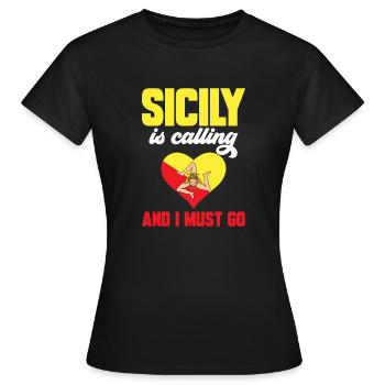 Sicily Flag Italy Sicily - Women's T-Shirt - black - Front - AI Model Female 172 dark (172cm)