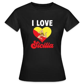 Sicily Flag Italy Sicily - Women's T-Shirt - black - Front - AI Model Female 172 dark (172cm)