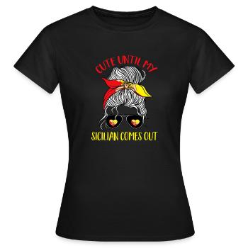 Sicily Flag Italy Sicily - Women's T-Shirt - black - Front - AI Model Female 172 dark (172cm)