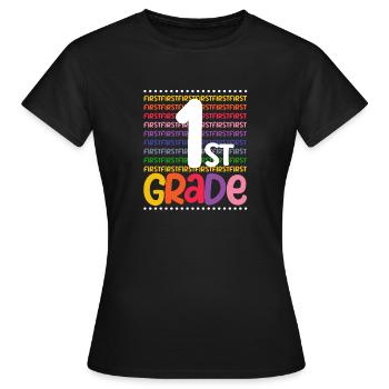 1st grade typography team first graders 100. - Women's T-Shirt - black - Front - AI Model Female 172 dark (172cm)