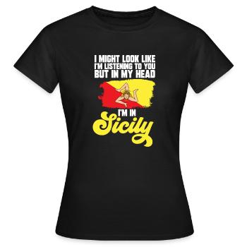 Sicily Flag Italy Sicily - Women's T-Shirt - black - Front - AI Model Female 172 dark (172cm)