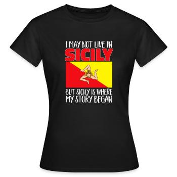 Sicily Flag Italy Sicily - Women's T-Shirt - black - Front - AI Model Female 172 dark (172cm)