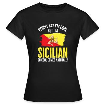 Sizilien Flagge Italien Sizilien - Frauen T-Shirt - Schwarz - Vorne - AI Model Female 172 dark (172cm)