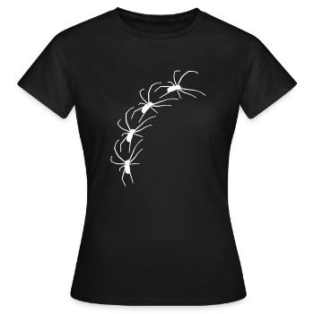 Große Spinnen krabbeln diagonal - Frauen T-Shirt - Schwarz - Vorne - AI Model Female 172 dark (172cm)