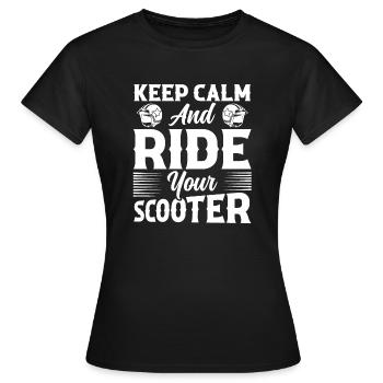 Gardez Calme Et Conduisez Votre Scooter Moto Cyclomoteur - T-shirt Femme - noir - Devant - AI Model Female 172 dark (172cm)