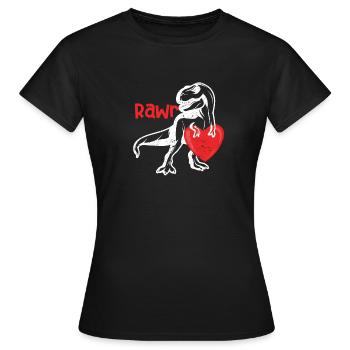 Rawr dinosaure joyeux coeur d’amour de la Saint-Valentin - T-shirt Femme - noir - Devant - AI Model Female 172 dark (172cm)