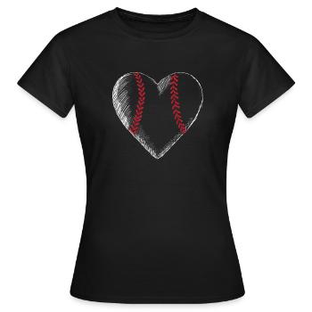 Coeur de baseball Saint-Valentin drôle Couple assorti - T-shirt Femme - noir - Devant - AI Model Female 172 dark (172cm)
