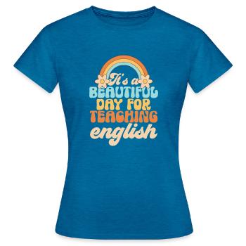 Teacher English Second Language Foreign Language - Women's T-Shirt - antique blue sapphire heather - Front - AI Model Female 172 dark (172cm)