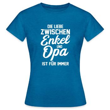 Opa Großvater Enkelkind Enkel - Frauen T-Shirt - Antikblaues Saphir meliert - Vorne - AI Model Female 172 dark (172cm)