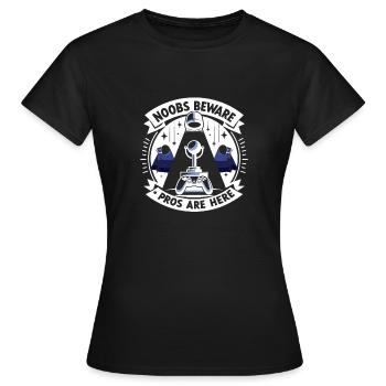 Noobs, méfiez-vous, les pros sont là - T-shirt Femme - noir - Devant - AI Model Female 172 dark (172cm)