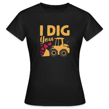 Ich mag dich Bagger Bulldozer Kran lustig Valentin - Frauen T-Shirt - Schwarz - Vorne - AI Model Female 172 dark (172cm)