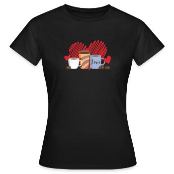 La Saint-Valentin Café Boire L’amant Coeur Amour - T-shirt Femme - noir - Devant - AI Model Female 172 dark (172cm)