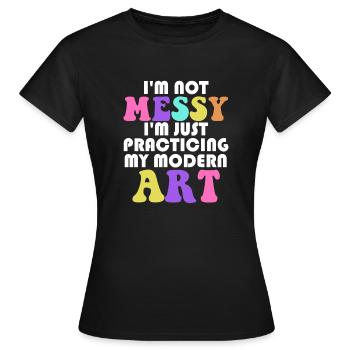 Je ne suis pas une peinture d’Art moderne amusante et désordonnée - T-shirt Femme - noir - Devant - AI Model Female 172 dark (172cm)