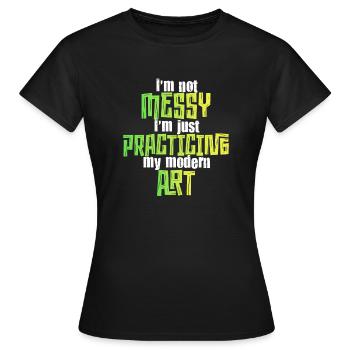 Je ne suis pas une peinture d’Art moderne amusante et désordonnée - T-shirt Femme - noir - Devant - AI Model Female 172 dark (172cm)