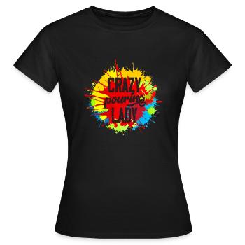 Dame folle qui verse - T-shirt Femme - noir - Devant - AI Model Female 172 dark (172cm)