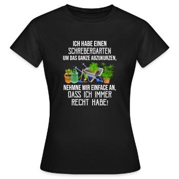 Ich habe einen Schrebergarten - Frauen T-Shirt - Schwarz - Vorne - AI Model Female 172 dark (172cm)