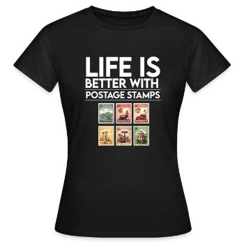 Stamp Collector Postage Stamping Philatelist Men - Women's T-Shirt - black - Front - AI Model Female 172 dark (172cm)